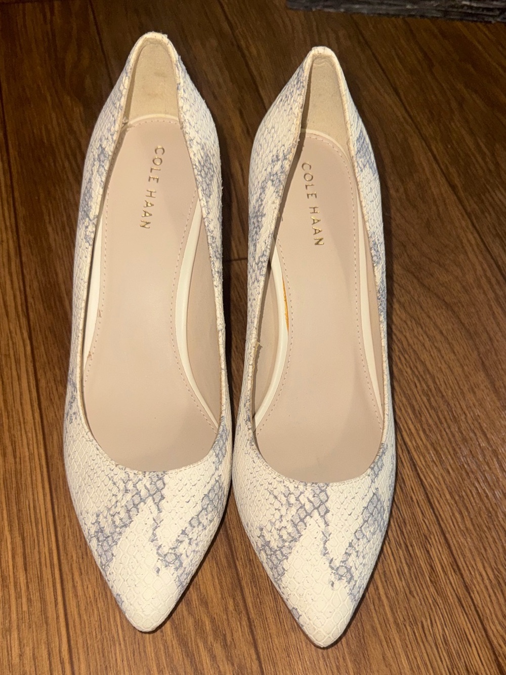 Cole Haan snakeskin block heel pumps size 7